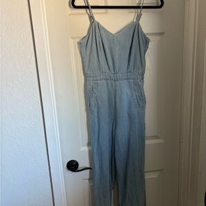 MOTHER Light Blue Cropped Jumpsuit